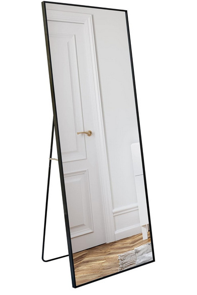 Americanflat Lustro na Nodze 55x150 cm Czarny - Duże Lustro do Sypialni i Salonu Americanflat Lustro na Nodze 55x150 cm Czarny - Duże Lustro do Sypialni i Salonu