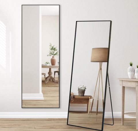 Americanflat Lustro na Nodze 55x150 cm Czarny - Duże Lustro do Sypialni i Salonu Americanflat Lustro na Nodze 55x150 cm Czarny - Duże Lustro do Sypialni i Salonu