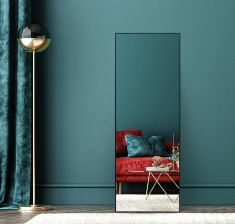 Americanflat Lustro na Nodze 55x150 cm Czarny - Duże Lustro do Sypialni i Salonu Americanflat Lustro na Nodze 55x150 cm Czarny - Duże Lustro do Sypialni i Salonu