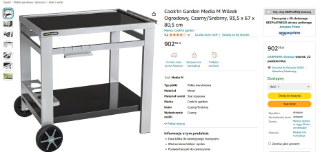 Cook'In Garden Media M Wózek Ogrodowy, Czarny/Srebrny, 93,5 x 67 x 80,5 cm Cook'In Garden Media M Wózek Ogrodowy, Czarny/Srebrny, 93,5 x 67 x 80,5 cm