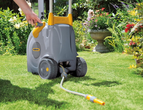 Hozelock 40m 2450R0000 Wózek na Wąż Ogrodowy, Szary/Żółty Hozelock 40m 2450R0000 Wózek na Wąż Ogrodowy, Szary/Żółty