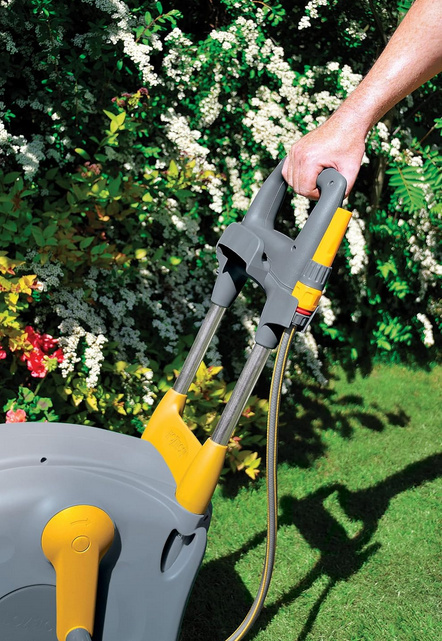Hozelock 40m 2450R0000 Wózek na Wąż Ogrodowy, Szary/Żółty Hozelock 40m 2450R0000 Wózek na Wąż Ogrodowy, Szary/Żółty