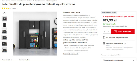 Keter Szafka do przechowywania Detroit wysoka czarna Keter Szafka do przechowywania Detroit wysoka czarna
