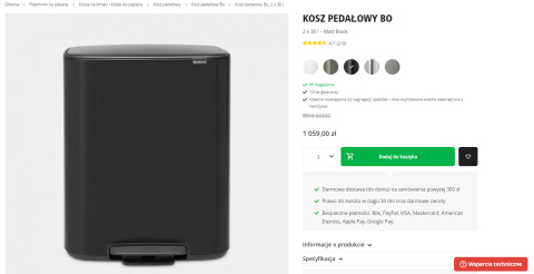 Kosz pedałowy Bo Brabantia 2 x 30 l Kosz pedałowy Bo Brabantia 2 x 30 l