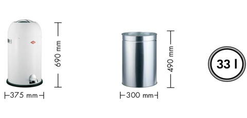 Wesco Kickmaster kosz na śmieci ze stali powlekanej proszkowo, 33 l, srebrny Wesco Kickmaster kosz na śmieci ze stali powlekanej proszkowo, 33 l, srebrny