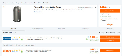 Wesco Kickmaster kosz na śmieci ze stali powlekanej proszkowo, 33 l, srebrny Wesco Kickmaster kosz na śmieci ze stali powlekanej proszkowo, 33 l, srebrny