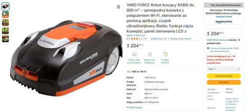 YARD FORCE Robot koszący NX80i do 800 m² YARD FORCE Robot koszący NX80i do 800 m²