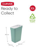 CURVER Kosz na Śmieci 30L z Uchwytem Ściennym, Zielony – 100% Recykling