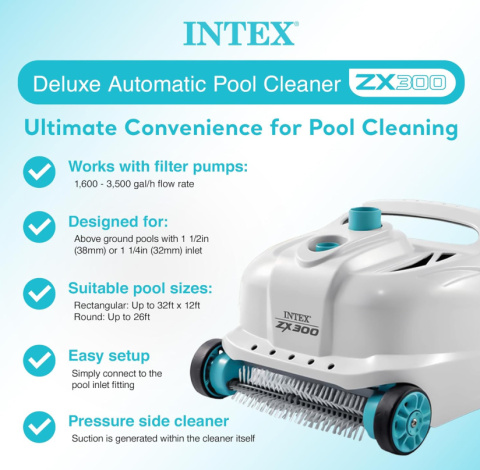 Intex 28005E ZX300 Deluxe – Automatyczny robot do czyszczenia basenu, szary Intex 28005E ZX300 Deluxe – Automatyczny robot do czyszczenia basenu, szary