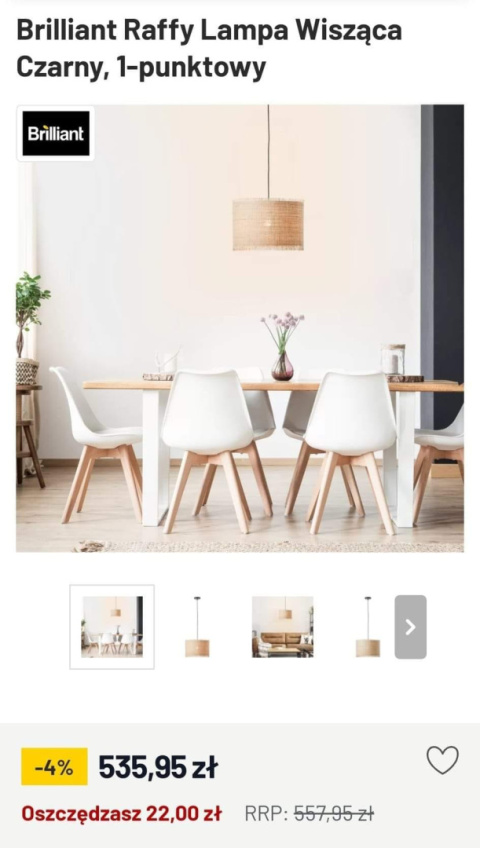 Lampa wisząca Brilliant Raffy Lampa wisząca Brilliant Raffy