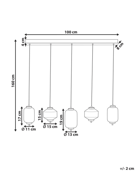 Lampa wisząca ledowa szklana 5-punktowa wielokolorowa SULLANE Beliani Lampa wisząca ledowa szklana 5-punktowa wielokolorowa SULLANE Beliani