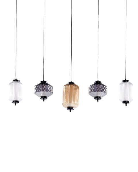 Lampa wisząca ledowa szklana 5-punktowa wielokolorowa SULLANE Beliani Lampa wisząca ledowa szklana 5-punktowa wielokolorowa SULLANE Beliani