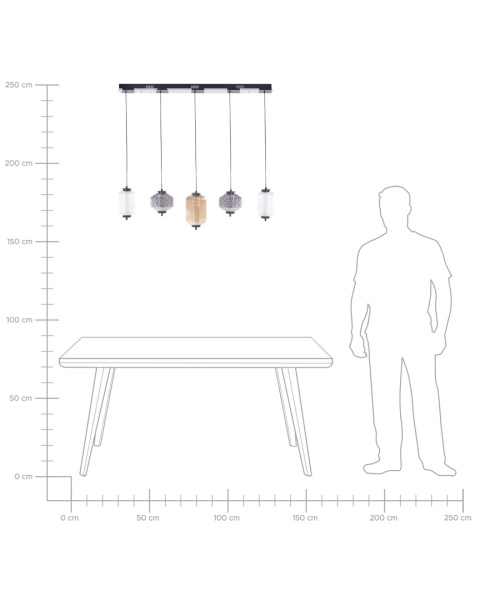 Lampa wisząca ledowa szklana 5-punktowa wielokolorowa SULLANE Beliani Lampa wisząca ledowa szklana 5-punktowa wielokolorowa SULLANE Beliani