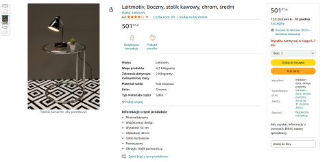 Leitmotiv stolik kawowy/ boczny chrom szkło Leitmotiv stolik kawowy/ boczny chrom szkło