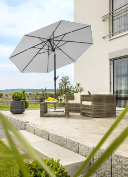 Parasol przeciwsłoneczny Schneider Adria 300 cm, srebrno-szary, okrągły, aluminiowy stelaż, poliester, stylowy i trwały