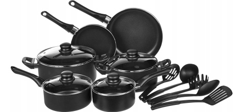 Zestaw garnków aluminiowych Amazon Basics NORA 15 el. Zestaw garnków aluminiowych Amazon Basics NORA 15 el.