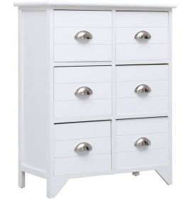 Komoda z 6 Szufladami – Biała, 60 x 30 x 75 cm z Drewna Paulownia