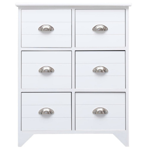 Komoda z 6 Szufladami – Biała, 60 x 30 x 75 cm z Drewna Paulownia Komoda z 6 Szufladami – Biała, 60 x 30 x 75 cm z Drewna Paulownia
