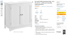 Biała szafka łazienkowa 60x60x30 cm – pod umywalkę