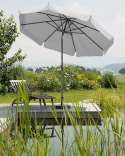 Parasol Schneider Orlando 270 cm, srebrno-szary, okrągły, 8-częściowy parasol przeciwsłoneczny do ogrodu i tarasu