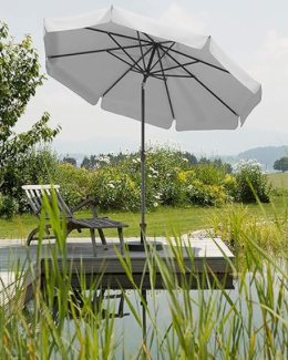 Parasol Schneider Orlando 270 cm, srebrno-szary, okrągły, 8-częściowy parasol przeciwsłoneczny do ogrodu i tarasu