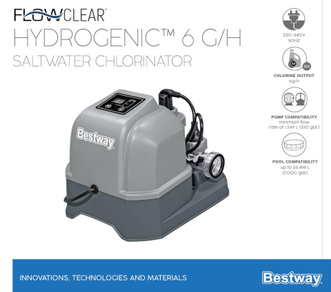 Bestway Flowclear Hydrogenny Chlorynator Słonej Wody 6 G/H Bestway Flowclear Hydrogenny Chlorynator Słonej Wody 6 G/H