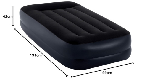 Intex Plus Dmuchany Materac, Jednoosobowy, Czarny, 191 x 99 x 42 cm Intex Plus Dmuchany Materac, Jednoosobowy, Czarny, 191 x 99 x 42 cm