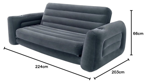 Intex Sofa Rozkładana, Czarny, 203 x 224 x 66 cm, Bez Pompki Intex Sofa Rozkładana, Czarny, 203 x 224 x 66 cm, Bez Pompki
