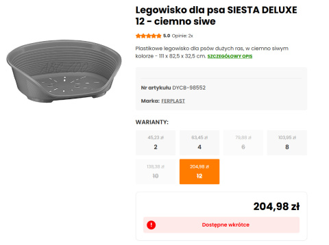 Ciemnoszare, plastikowe legowisko dla dużych psów Ferplast SIESTA DELUXE 12 Ciemnoszare, plastikowe legowisko dla dużych psów Ferplast SIESTA DELUXE 12