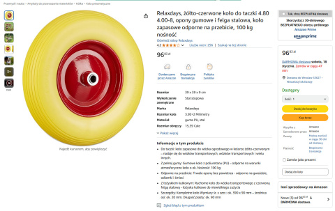 Koło do taczki Relaxdays – Żółto-czerwone Koło do taczki Relaxdays – Żółto-czerwone