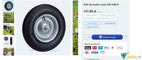 Relaxdays koło do taczki z osią Relaxdays koło do taczki z osią