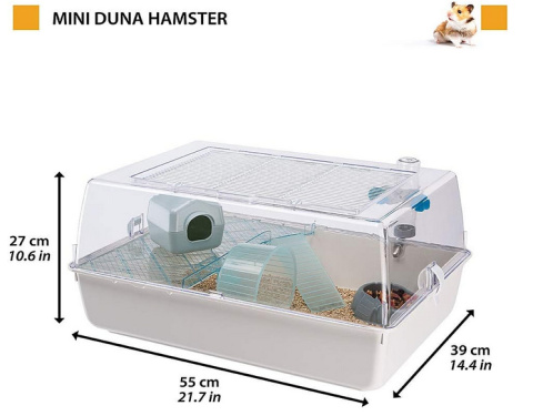 Ferplast Klatka dla chomika MINI DUNA HAMSTER, przezroczysty dach, akcesoria w zestawie, 55 x 39 x 27 cm Ferplast Klatka dla chomika MINI DUNA HAMSTER, przezroczysty dach, akcesoria w zestawie, 55 x 39 x 27 cm