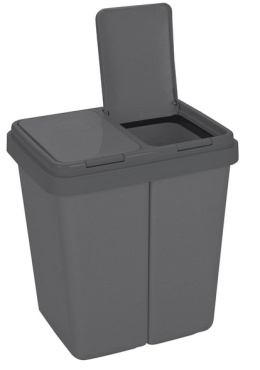 Ribelli Podwójny Kosz na Śmieci z Pokrywą – 2 x 25 L, Antracyt