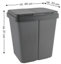 Ribelli Podwójny Kosz na Śmieci z Pokrywą – 2 x 25 L, Antracyt