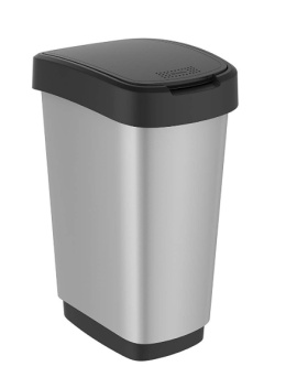 Rotho Twist Kosz na Śmieci, Polipropylen, Srebrny, 50L – Elegancki i Funkcjonalny