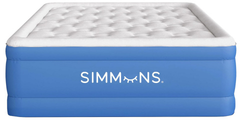 Simmons Nadmuchiwany materac z wbudowaną pompką boczną i miękkim aksamitnym wierzchem, 43,2 cm na łóżko podwójne Simmons Nadmuchiwany materac z wbudowaną pompką boczną i miękkim aksamitnym wierzchem, 43,2 cm na łóżko podwójne