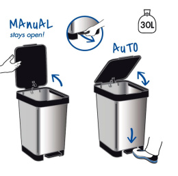 TATAY Kosz Kuchenny Smart 25L – Wysuwany, Polipropylen Bez BPA, Szary