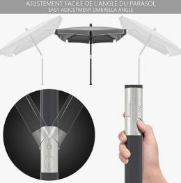 VOUNOT Prostokątny parasol ogrodowy, pochylony balkonowy 200 x 125 cm, z osłoną, beżowy, szary, czerwony