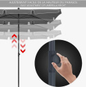 VOUNOT Prostokątny parasol ogrodowy, pochylony balkonowy 200 x 125 cm, z osłoną, beżowy, szary, czerwony
