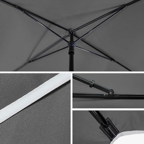 VOUNOT Prostokątny parasol ogrodowy, pochylony balkonowy 200 x 125 cm, z osłoną, beżowy, szary, czerwony VOUNOT Prostokątny parasol ogrodowy, pochylony balkonowy 200 x 125 cm, z osłoną, beżowy, szary, czerwony