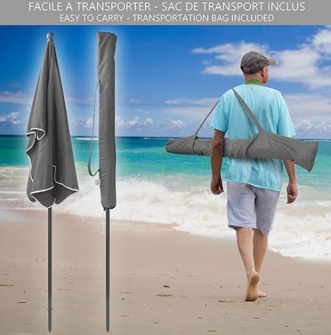VOUNOT Prostokątny parasol ogrodowy, pochylony balkonowy 200 x 125 cm, z osłoną, beżowy, szary, czerwony VOUNOT Prostokątny parasol ogrodowy, pochylony balkonowy 200 x 125 cm, z osłoną, beżowy, szary, czerwony