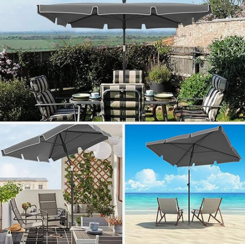 VOUNOT Prostokątny parasol ogrodowy, pochylony balkonowy 200 x 125 cm, z osłoną, beżowy, szary, czerwony VOUNOT Prostokątny parasol ogrodowy, pochylony balkonowy 200 x 125 cm, z osłoną, beżowy, szary, czerwony