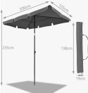 VOUNOT Prostokątny parasol ogrodowy, pochylony balkonowy 200 x 125 cm, z osłoną, beżowy, szary, czerwony