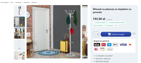 Wieszak na płaszcze ze stojakiem na parasole Relaxdays Wieszak na płaszcze ze stojakiem na parasole Relaxdays