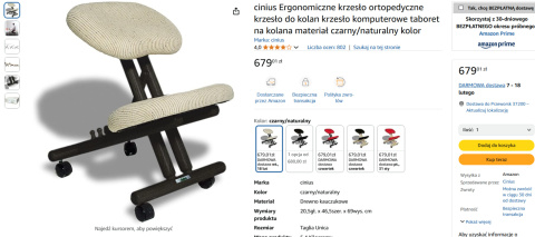 Cinius Ergonomiczne Krzesło Ortopedyczne, Krzesło do Kolan, Taboret Komputerowy, Czarny/Naturalny Cinius Ergonomiczne Krzesło Ortopedyczne, Krzesło do Kolan, Taboret Komputerowy, Czarny/Naturalny