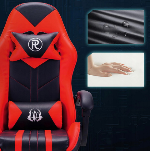 Ergonomiczne Krzesło Gamingowe, Biurowe, Obrotowe, Skórzane, Czerwono-Czarne Ergonomiczne Krzesło Gamingowe, Biurowe, Obrotowe, Skórzane, Czerwono-Czarne