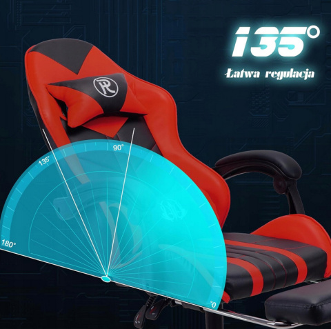 Ergonomiczne Krzesło Gamingowe, Biurowe, Obrotowe, Skórzane, Czerwono-Czarne Ergonomiczne Krzesło Gamingowe, Biurowe, Obrotowe, Skórzane, Czerwono-Czarne