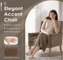 Fotel COLAMY Modern Wingback, tapicerowany, brązowy, z drewnianymi nogami