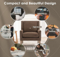 Fotel COLAMY Modern Wingback, tapicerowany, brązowy, z drewnianymi nogami