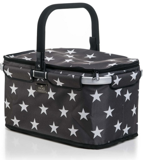 Genius Falko Premium Kosz na Zakupy 22L, Składany, Szary z Białymi Gwiazdkami Genius Falko Premium Kosz na Zakupy 22L, Składany, Szary z Białymi Gwiazdkami
